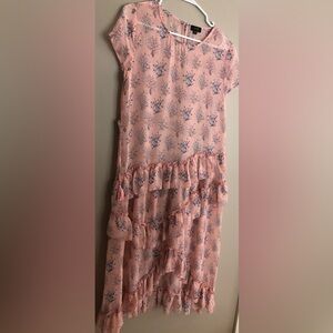 ONTWELFTH Pink Ruffled Floral dress  Size L